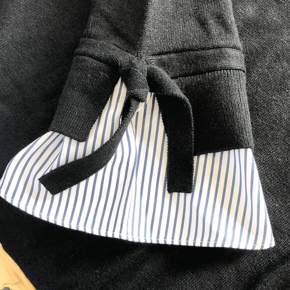 Loft Large Dress Knit Black Crew Neck NEW! Soft With Flip Cuff Detail - Picture 4 of 7